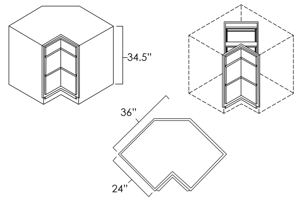 CDB36 - 36" Wide Corner Drawer Base Cabinet
