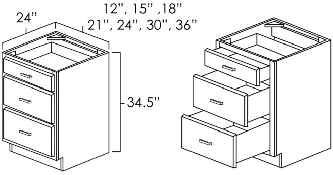 DB21 - 21" Wide Drawer Base Cabinet