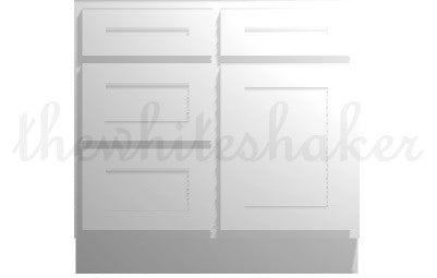 V3621DL - 36" Wide Single Door Vanity Base Cabinet, Drawers Left