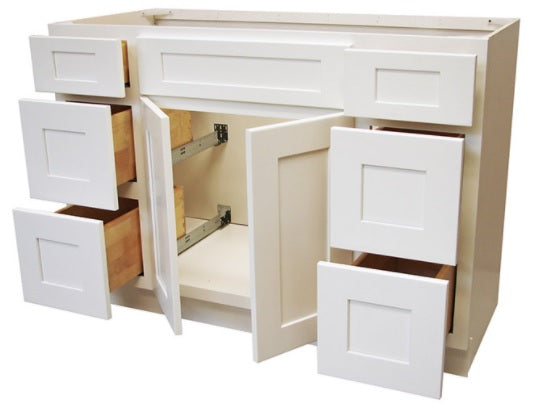 V6021DD - 60" Wide Double Door Vanity Base Cabinet, Double Drawers