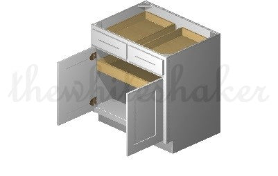 B33 - 33" Wide Double Door & Double Drawer Base Cabinet