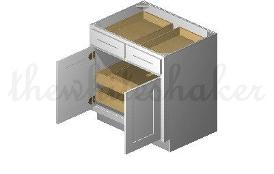 B33 - 33" Wide Double Door & Double Drawer Base Cabinet