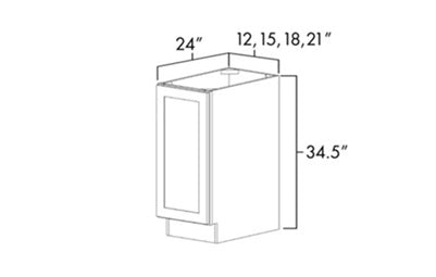 FHB12 - 12" Wide Single Full Height Door Base Cabinet