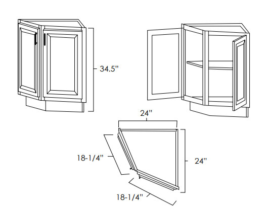 BA24 - Angled End Base Cabinet