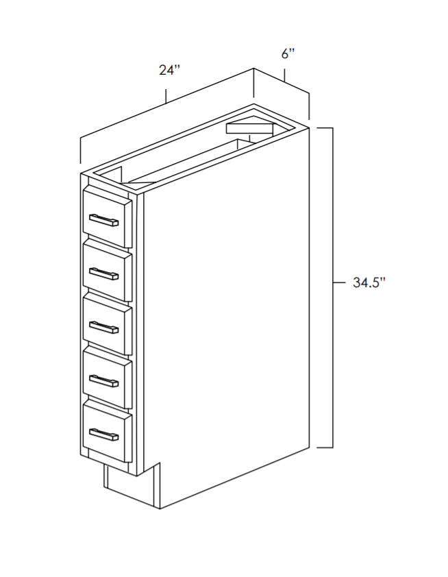 BSD6 6 Wide Base Spice Drawer Cabinet