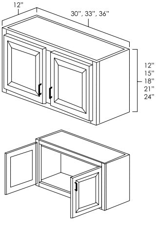 W3312 - 33" Wide 12" High, Bridge Wall Cabinet