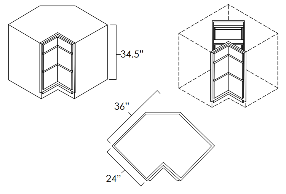 CDB36 - 36 Wide Corner Drawer Base Cabinet – thewhiteshaker