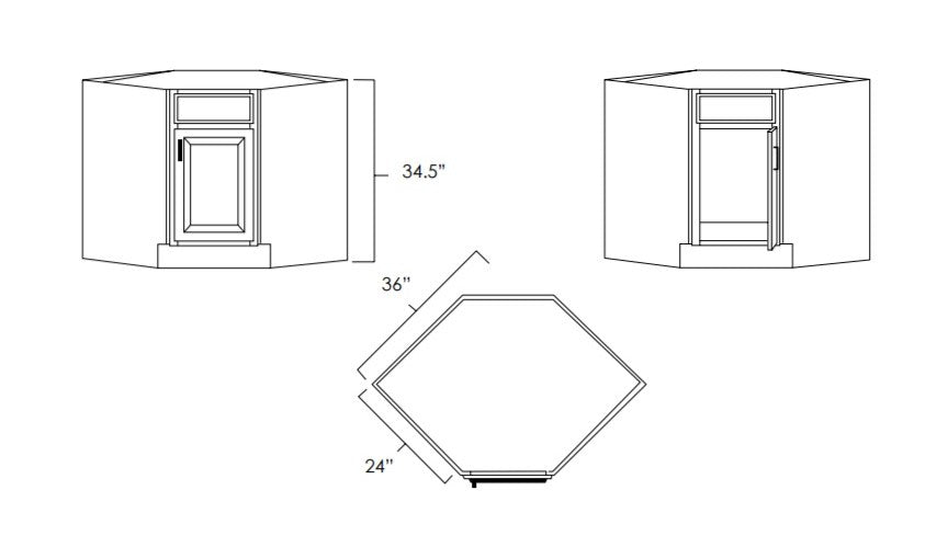 DCSB36 - 36" Wide Diagonal Corner Sink Base Cabinet