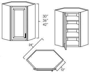 WDC2430 - 24" Wide 30" High, Diagonal Corner Wall Cabinet