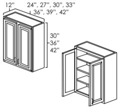 W3030 - 30" Wide 30" High, Double Door Wall Cabinet