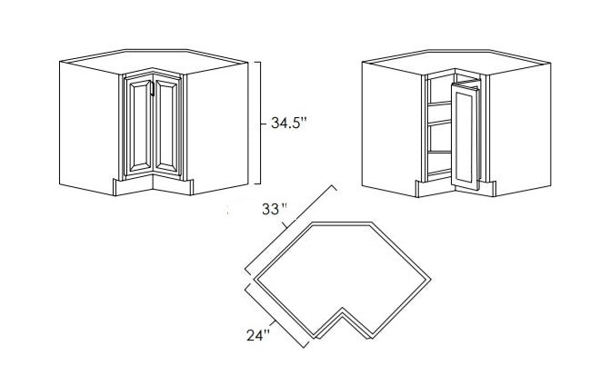 LS3312 - 33" Wide Lazy Susan Corner Base Cabinet
