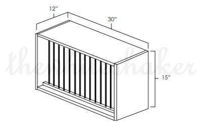 PR3015 - 30" Wide 15" High, Plate Rack Wall Cabinet
