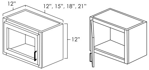 W1812PG - 18" Wide 12" High, Single Door Plain Glass Decorative Wall Cabinet