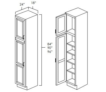 UC1890 - 18" Wide, 90" High Utility/Pantry Cabinet