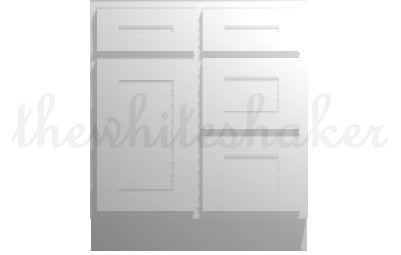 V3021DR - 30" Wide Single Door Vanity Base Cabinet, Drawers Right