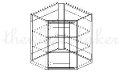 WDC2430 - 24" Wide 30" High, Diagonal Corner Wall Cabinet